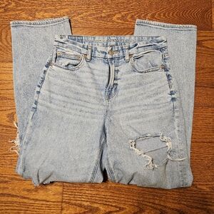 American Eagle Distressed Light Blue Wide Leg Jeans Size 4R